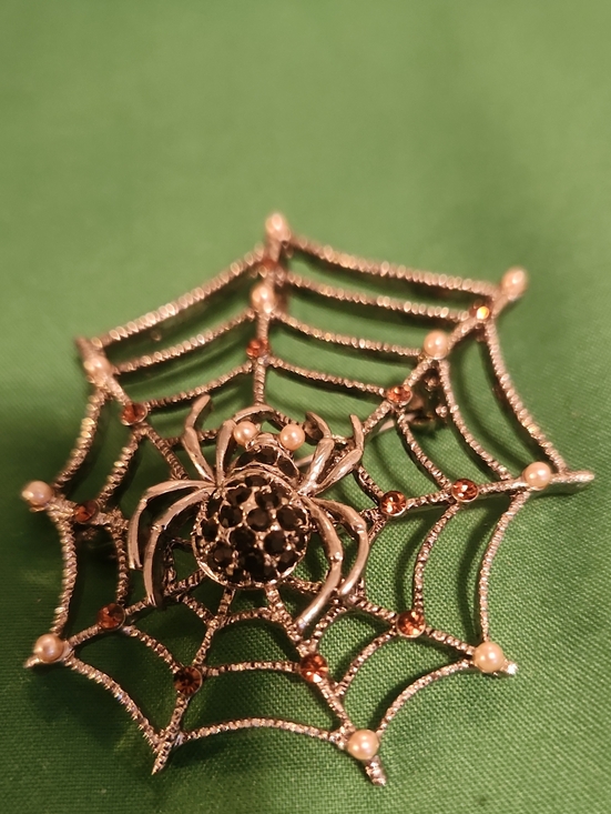 None Accessories - 🔥Spider Web Brooch OR Pendant with Black Crystal Spider